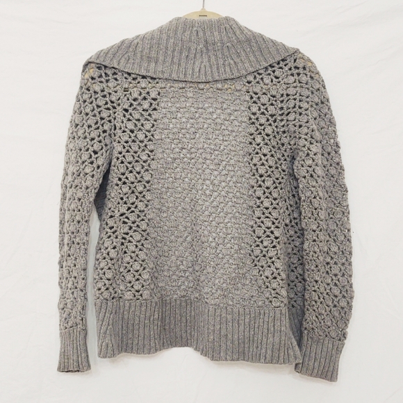 Designer Vince Open Knit Gray Alpaca & Cashmere Cardigan Sweater - Picture 4 of 13